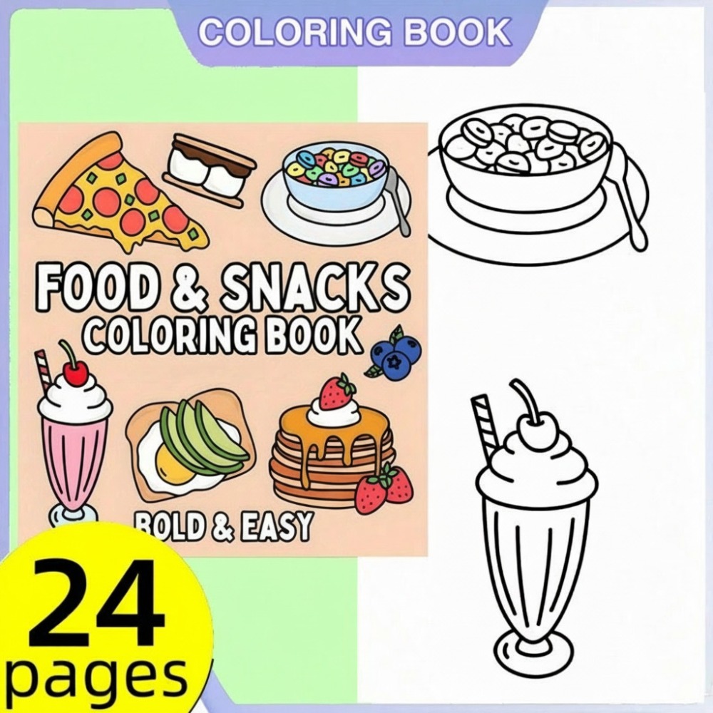 Food And Snacks Coloring Book Bold And Easy - Libro da colorare con cibo e