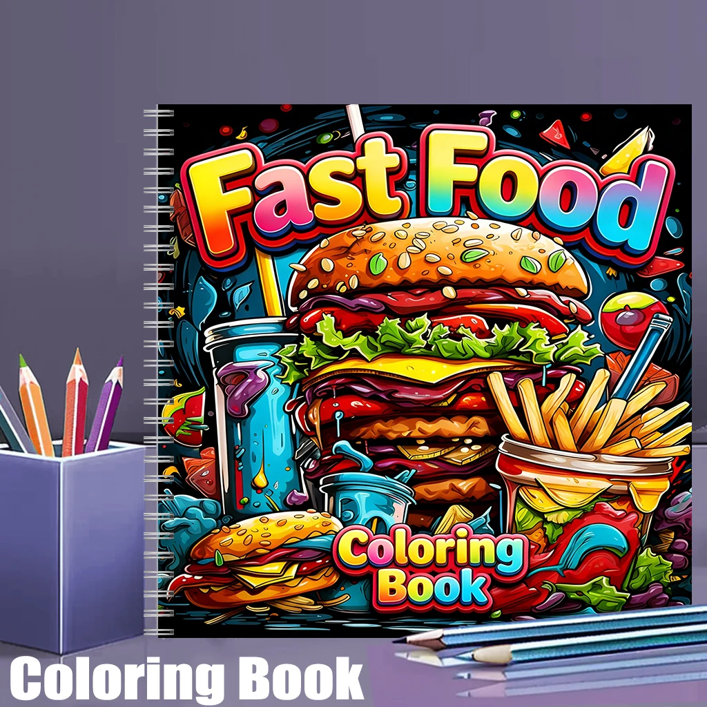 Food And Snacks Coloring Book Bold And Easy - Libro da colorare fast food per