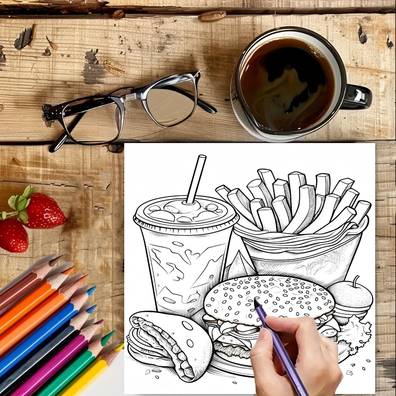 Libro da colorare fast food pe - Food And Snacks Coloring Book Bold And Easy recensione e prezzo